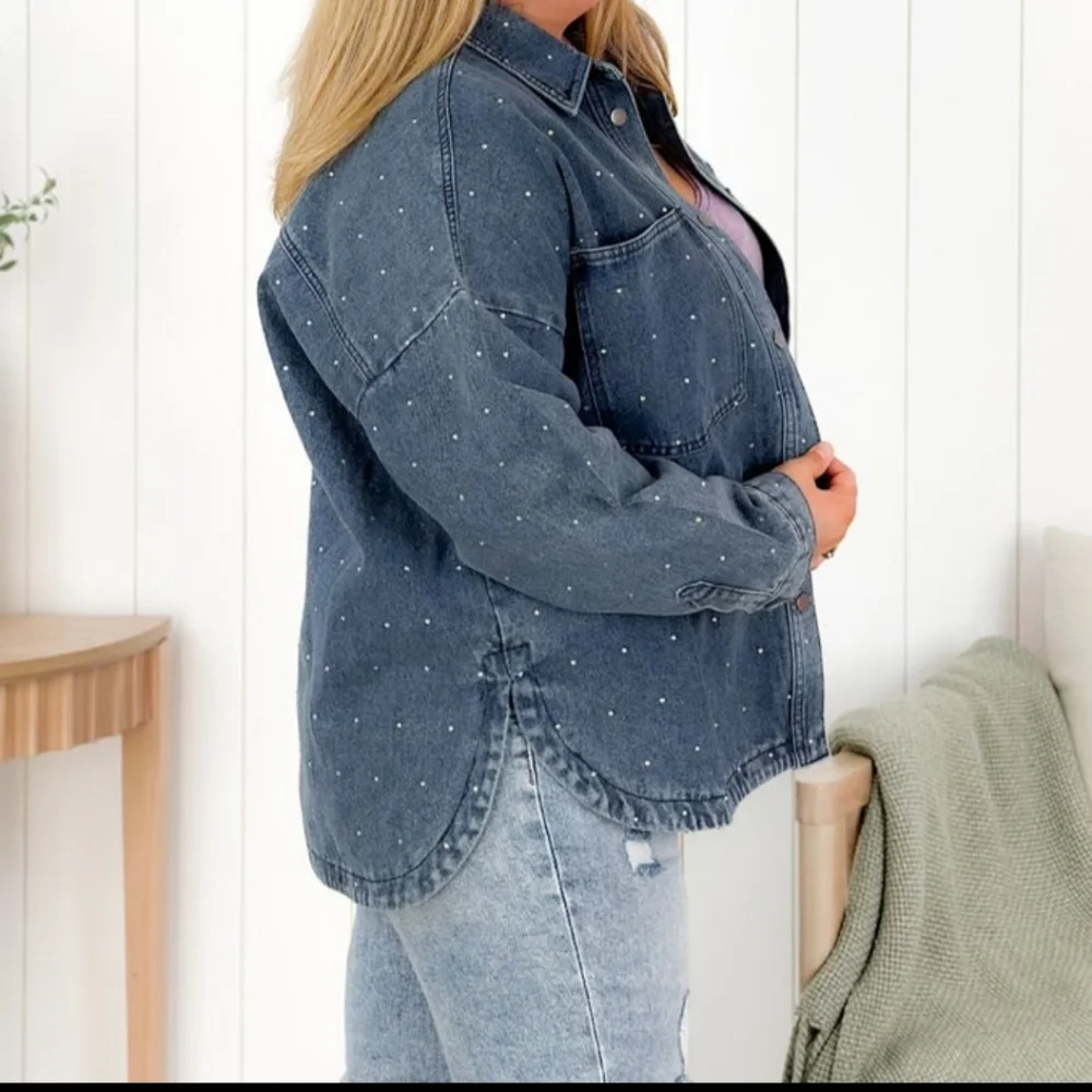 Denim Jacket with Rhinestone Detail